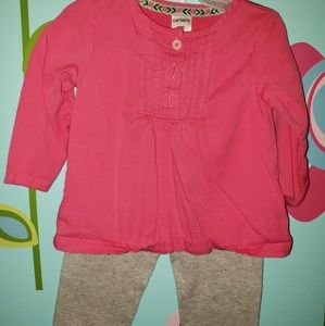 Carter's Long Sleeve Pink and Gray Outfit